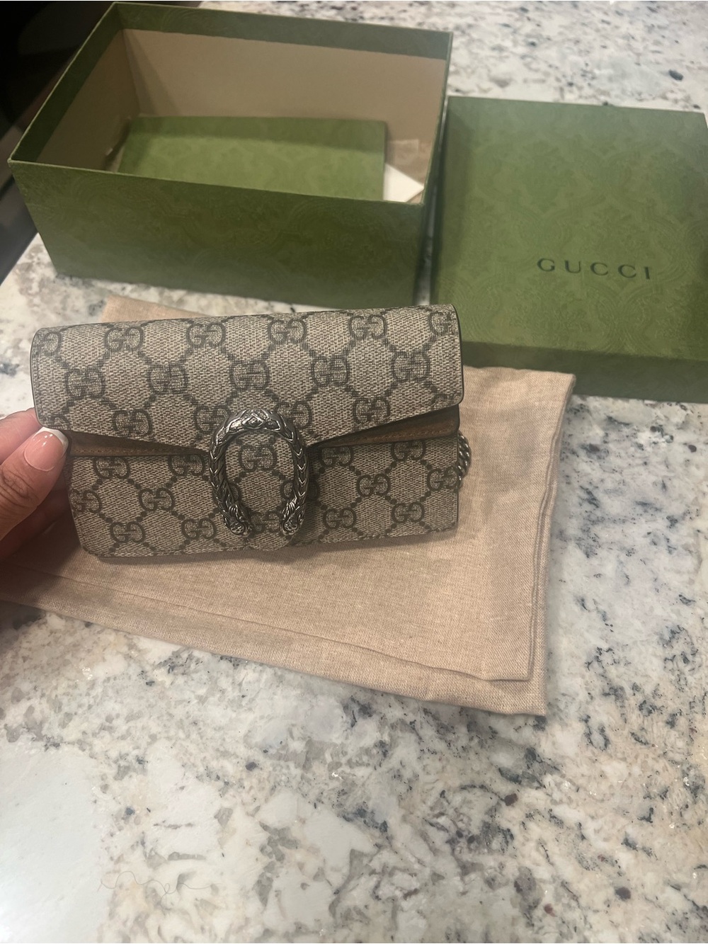 Gucci Beige GG Supreme Dionysus Crossbody Wallet
